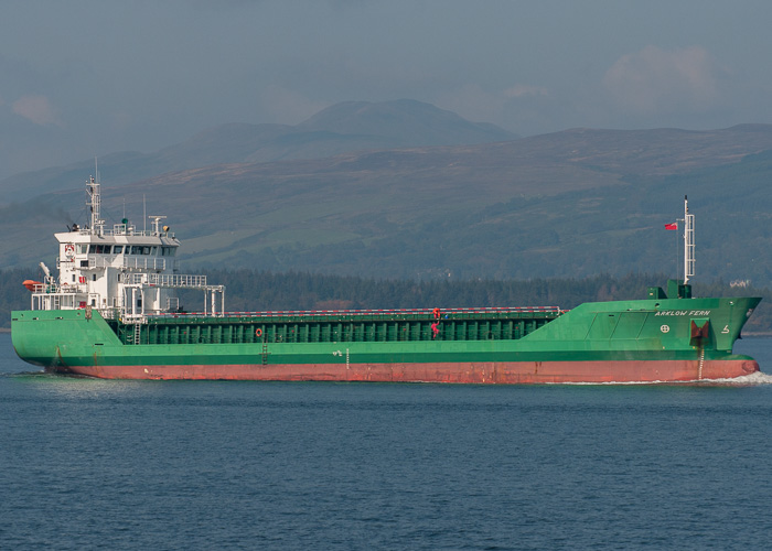 Photograph of the vessel  Arklow Fern pictured passing Greenock on 17th September 2014