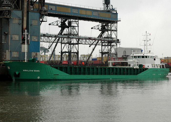 Photograph of the vessel  Arklow Sand pictured at Tilbury Grain Terminal on 17th May 2008