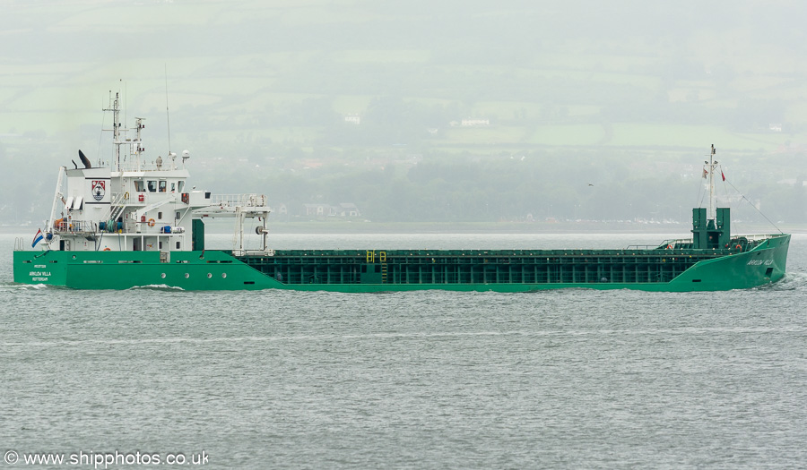 Photograph of the vessel  Arklow Villa pictured departing Belfast on 27th June 2023