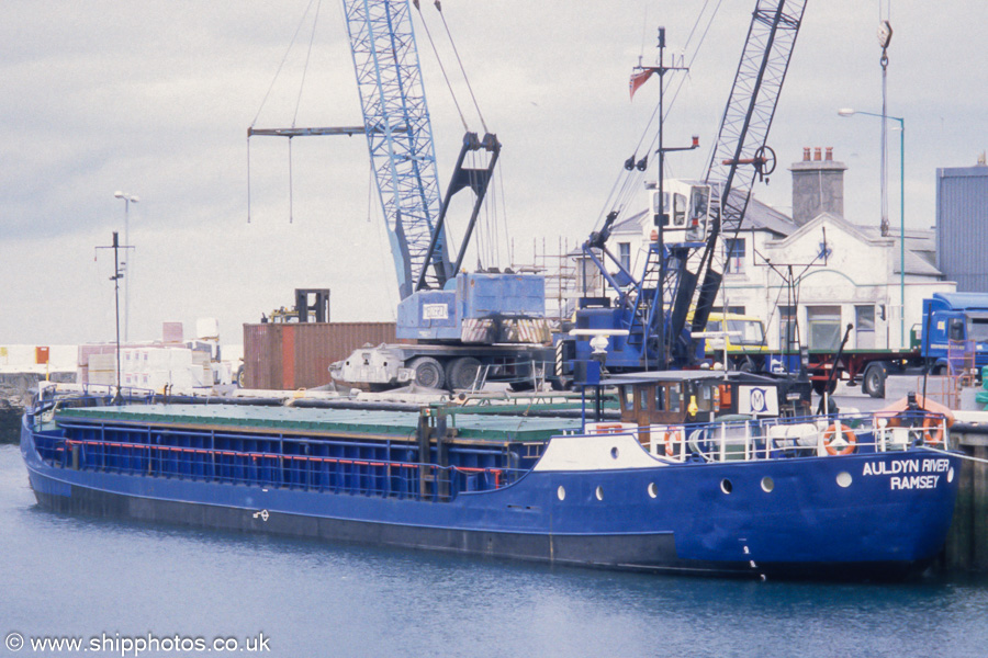 Photograph of the vessel  Auldyn River pictured in Ramsey on 11th August 2001