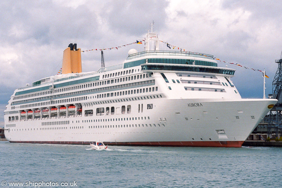 Photograph of the vessel  Aurora pictured departing Southampton on 22nd July 2001