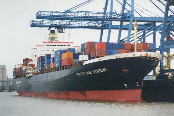 Photograph of the vessel  Australian Venture pictured in Northfleet Hope Container Terminal on 6th October 1995