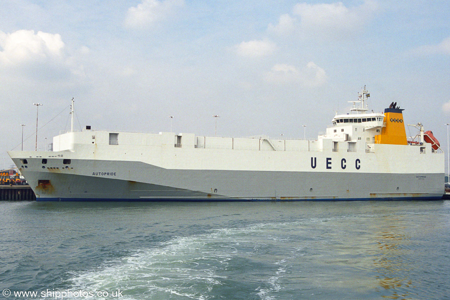 Autopride pictured departing Zeebrugge on 7th May 2003