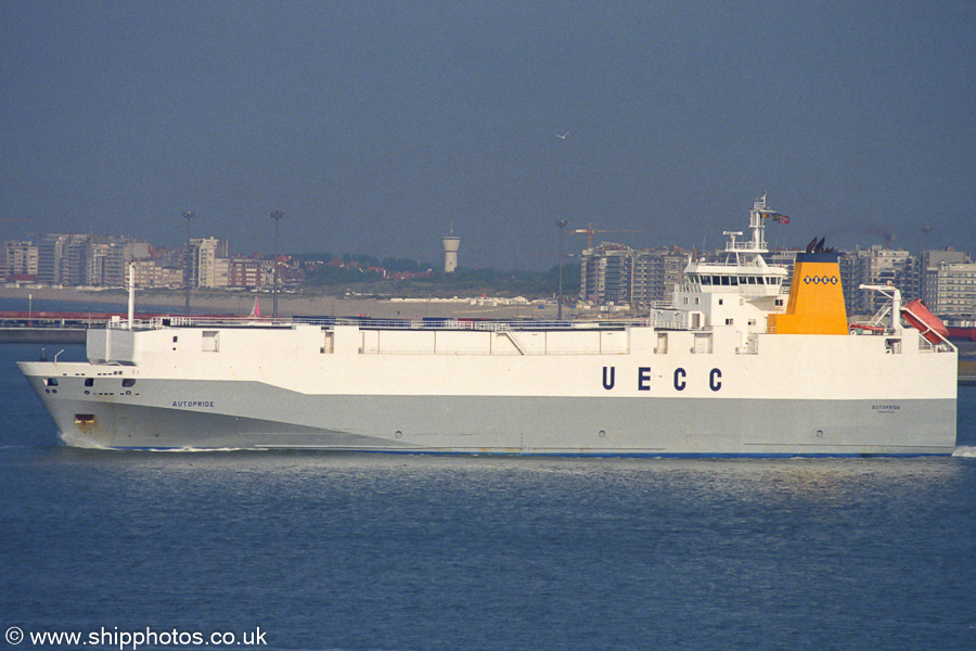 Photograph of the vessel  Autopride pictured departing Zeebrugge on 7th May 2003