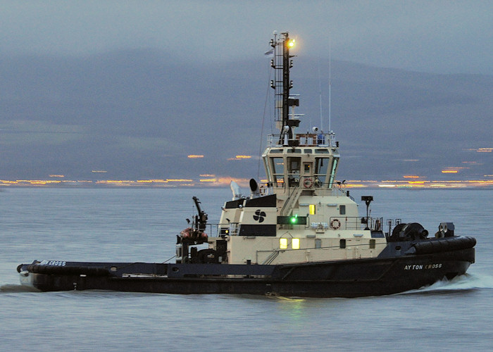 Photograph of the vessel  Ayton Cross pictured departing James Watt Dock, Greenock on 25th September 2011