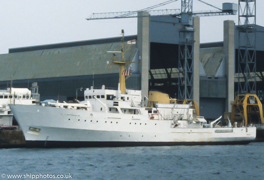 Photograph of the vessel HMS Beagle pictured in Devonport Naval Base on 28th July 1989