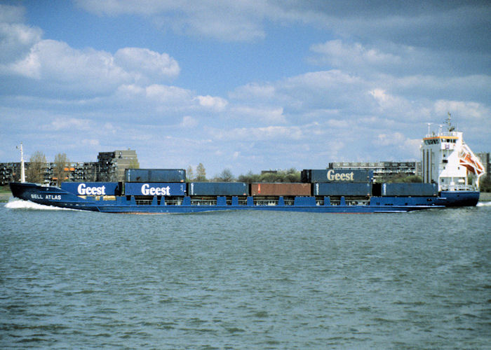 Photograph of the vessel  Bell Atlas pictured on the Nieuwe Waterweg at Rotterdam on 20th April 1997