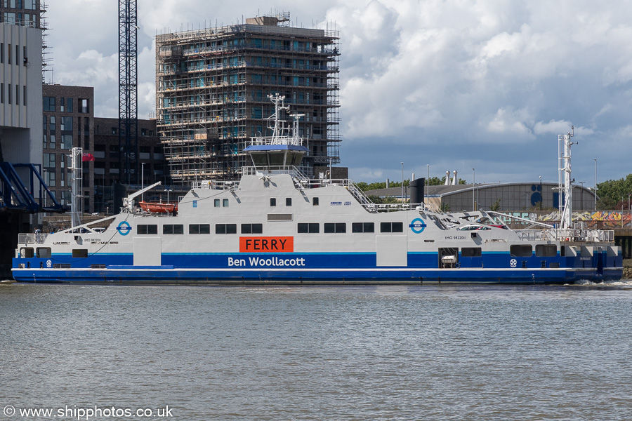 Photograph of the vessel  Ben Woollacott pictured at North Woolwich on 20th July 2025