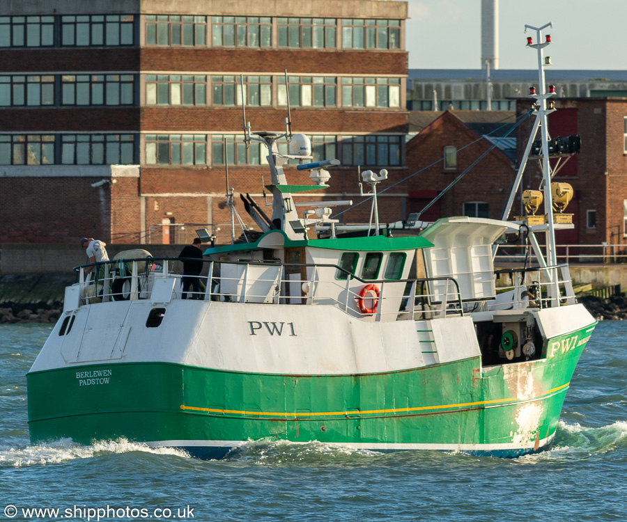 Photograph of the vessel fv Berlewen pictured departing the Camber, Portsmouth on 19th April 2024