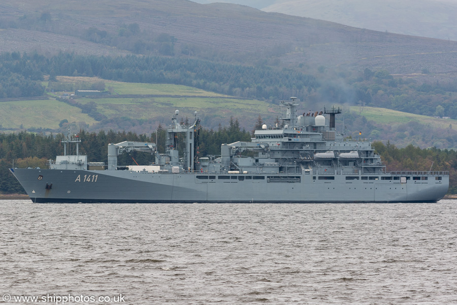 Photograph of the vessel FGS Berlin pictured passing Greenock on 6th October 2019