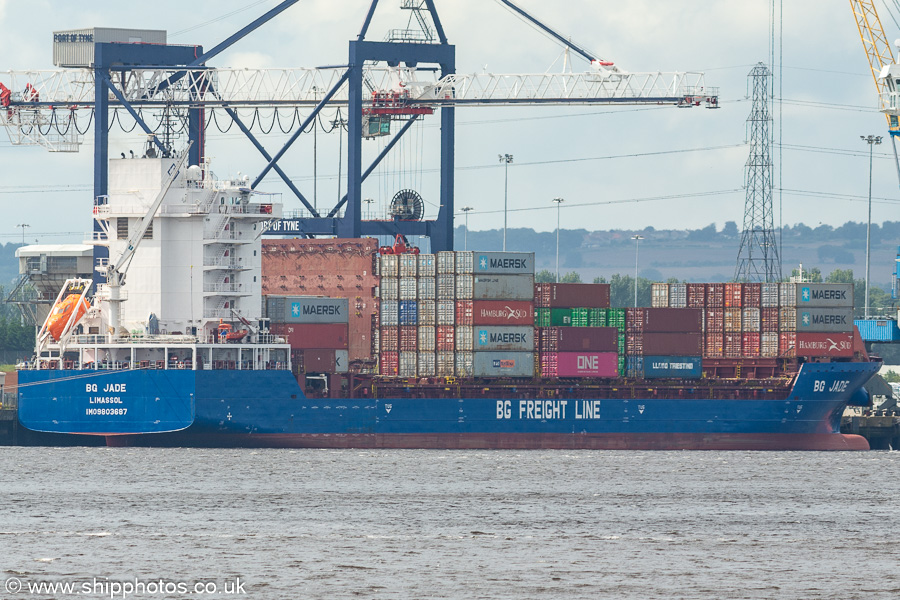 Photograph of the vessel  BG Jade pictured at Tyne Container Terminal, South Shields on 29th August 2023