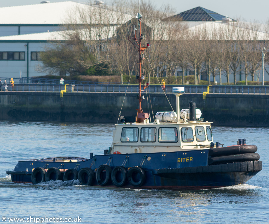 Photograph of the vessel  Biter pictured approaching Victoria Harbour, Greenock on 26th March 2017