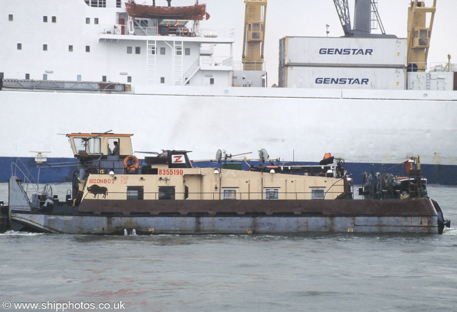 Photograph of the vessel  Bizon BO2 pictured in Vijfde Havendok, Antwerp on 20th June 2002