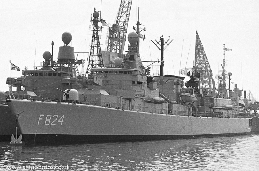 Photograph of the vessel HrMS Bloys van Treslong pictured in Portsmouth Naval Base on 20th May 1989