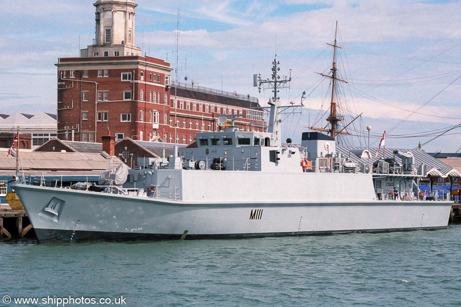 Photograph of the vessel HMS Blyth pictured in Portsmouth Naval Base on 22nd July 2001
