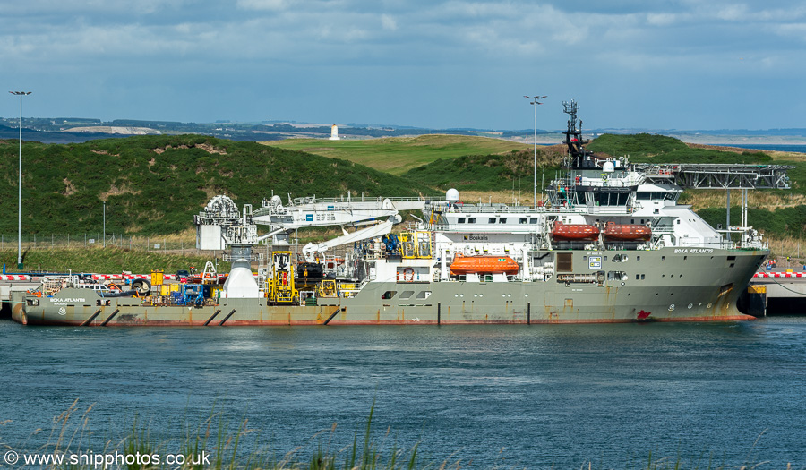 Photograph of the vessel  Boka Atlantis pictured at Castlegate Quay, Aberdeen South Harbour on 10th September 2024