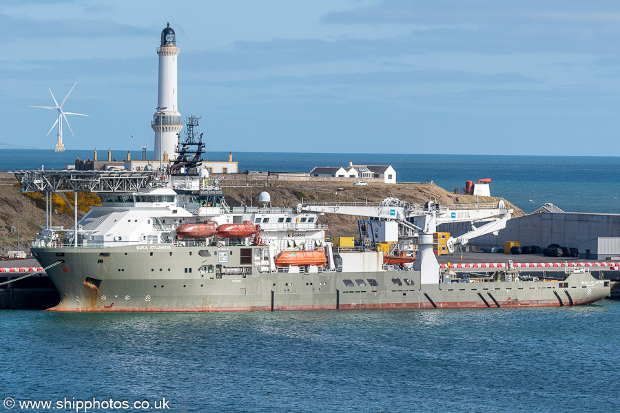 Photograph of the vessel  Boka Atlantis pictured at Castlegate Quay, Aberdeen South Harbour on 18th March 2025