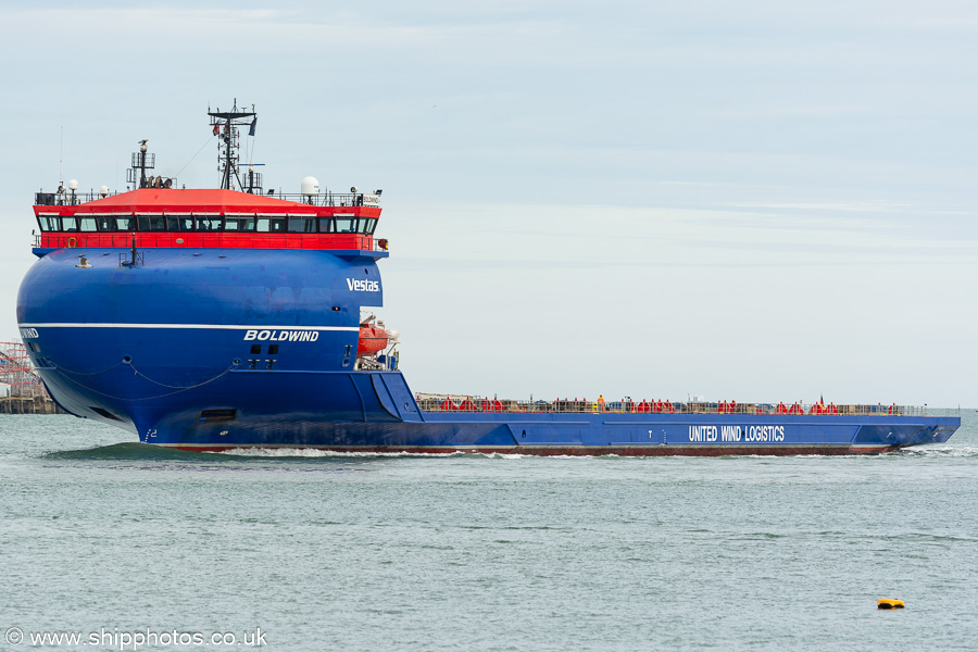 Photograph of the vessel  Boldwind pictured arriving in Portsmouth Harbour on 18th April 2024