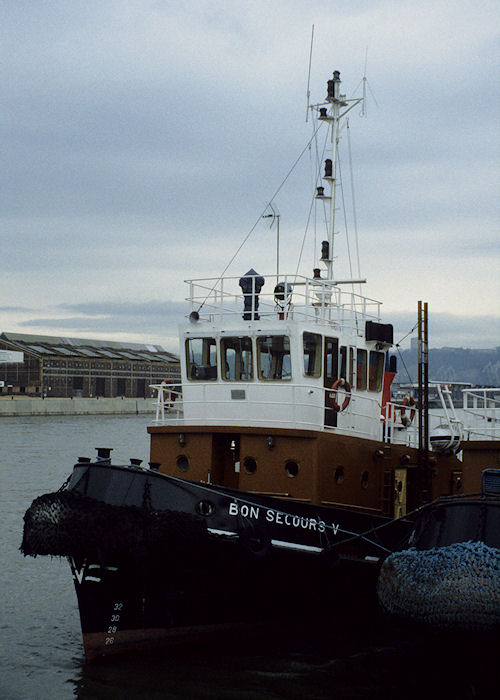 Photograph of the vessel  Bon Secours V pictured at Rouen on 5th March 1994