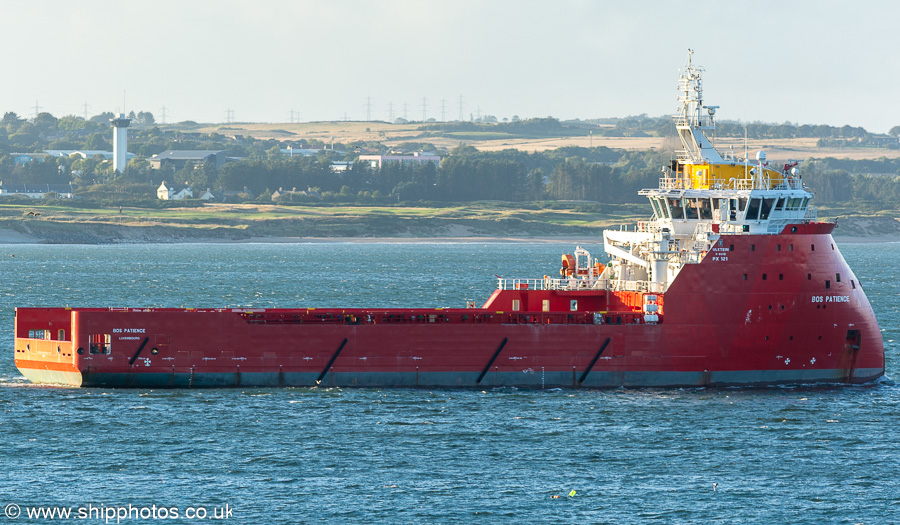 Photograph of the vessel  BOS Patience pictured departing Aberdeen on 10th September 2024