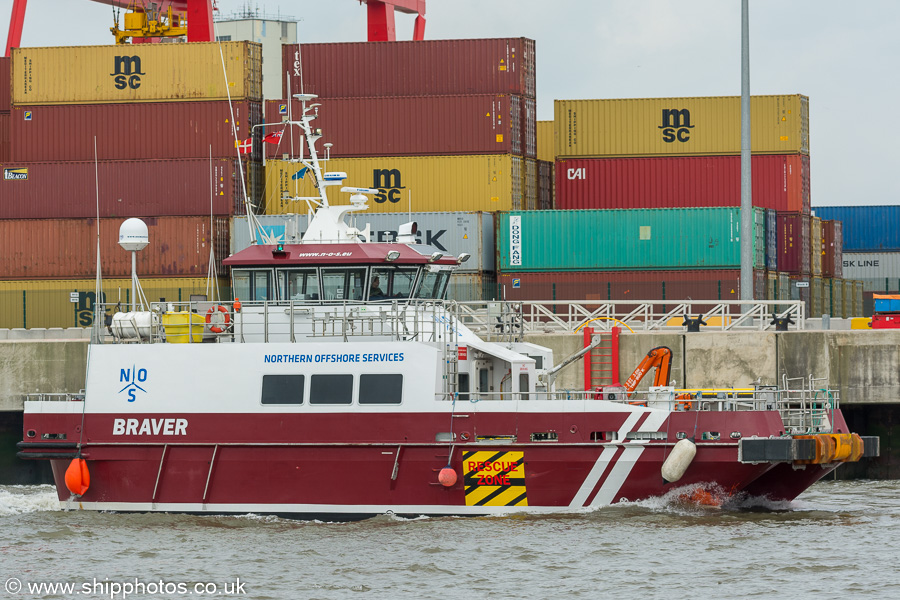 Photograph of the vessel  Braver pictured on the River Mersey on 3rd August 2019