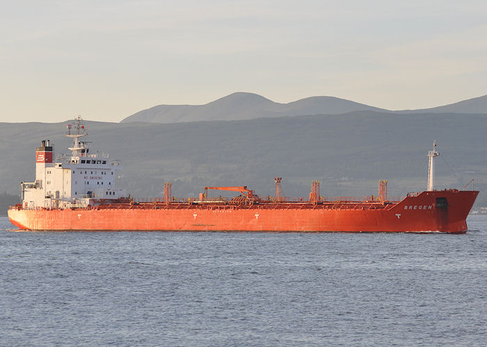 Photograph of the vessel  Bregen pictured passing Greenock on 20th July 2013