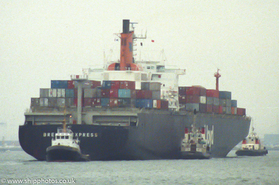 Photograph of the vessel  Bremen Express pictured arriving at Southampton on 12th March 1989