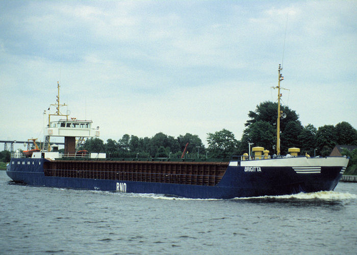 Photograph of the vessel  Brigitta pictured passing through Rendsburg on 8th June 1997