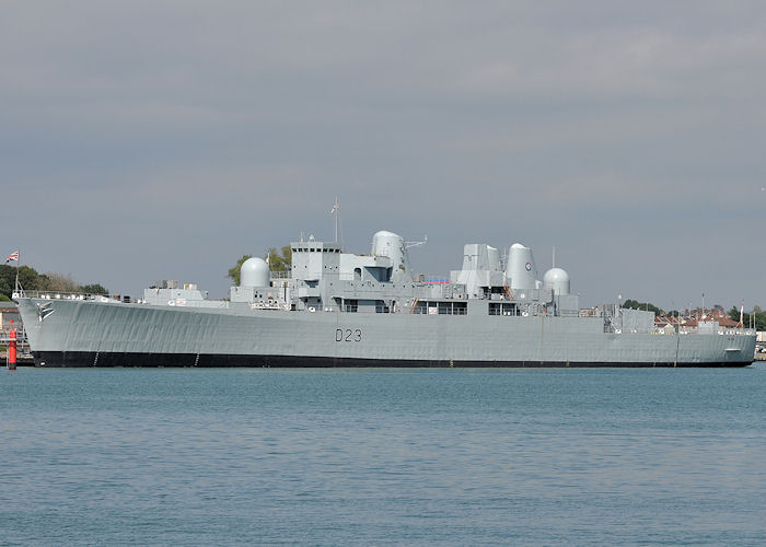 Photograph of the vessel HMS Bristol pictured laid up in Portsmouth Naval Base on 10th June 2013