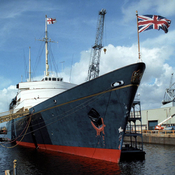 Photograph of the vessel HMY Britannia pictured in Portsmouth Naval Base on 29th August 1988