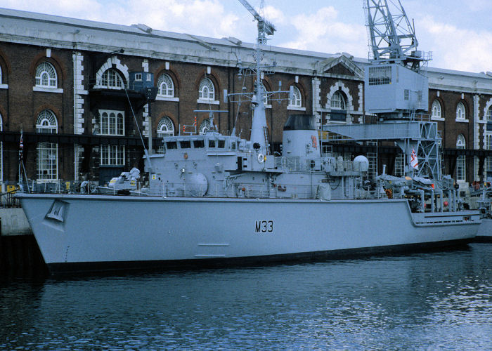 Photograph of the vessel HMS Brocklesby pictured in Portsmouth Naval Base on 29th May 1994
