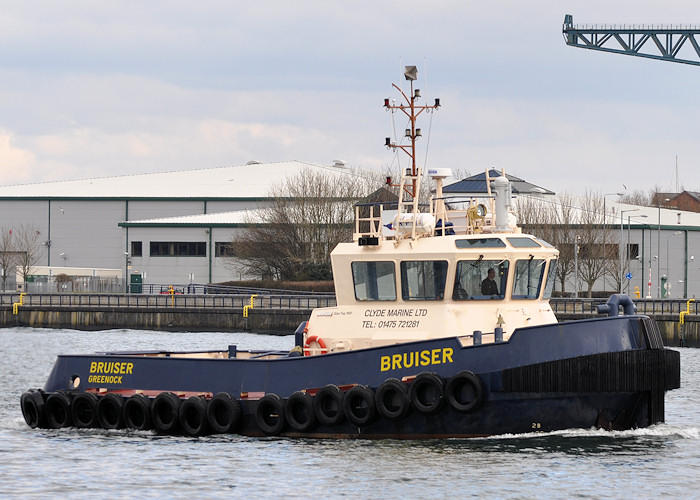 Photograph of the vessel  Bruiser pictured approaching Victoria Harbour, Greenock on 30th March 2013