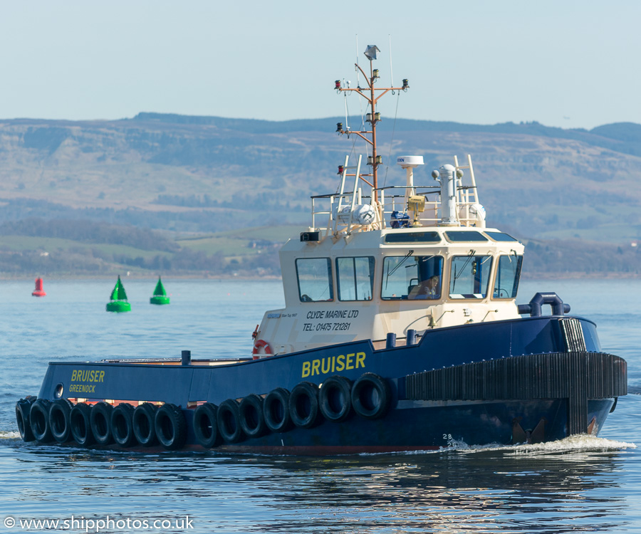 Photograph of the vessel  Bruiser pictured approaching Victoria Harbour, Greenock on 26th March 2017