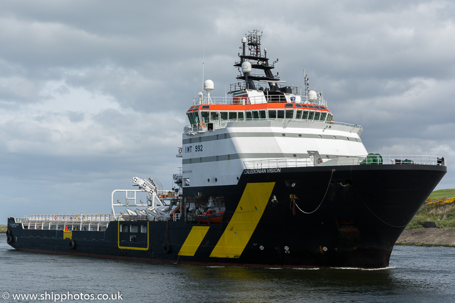 Photograph of the vessel  Caledonian Vision pictured arriving at Aberdeen on 22nd May 2015
