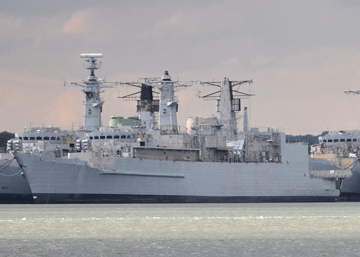 Photograph of the vessel HMS Campbeltown pictured laid up in Portsmouth Harbour on 20th July 2012