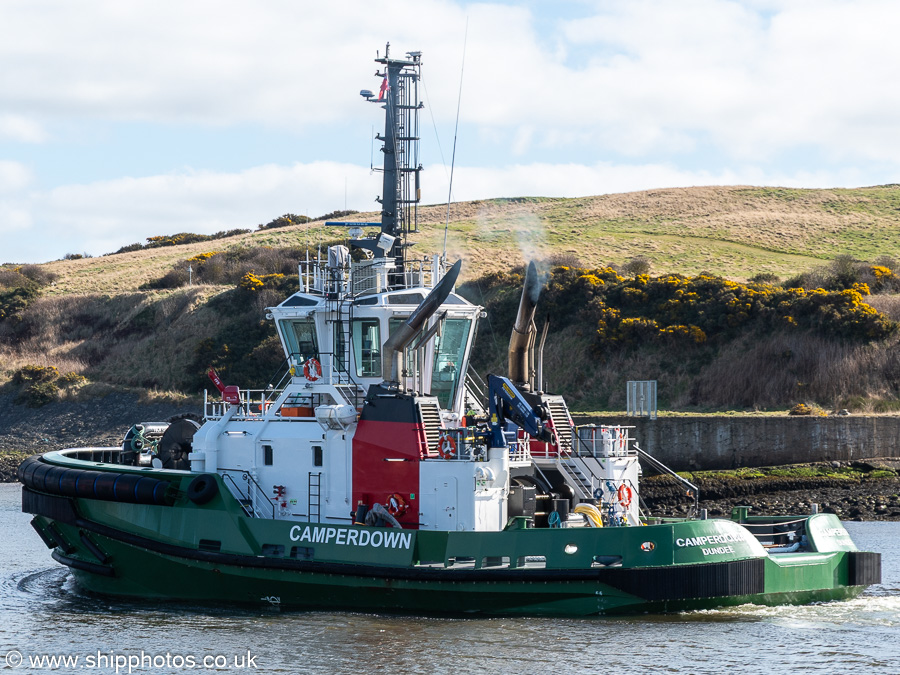 Photograph of the vessel  Camperdown pictured departing Aberdeen on 18th March 2025