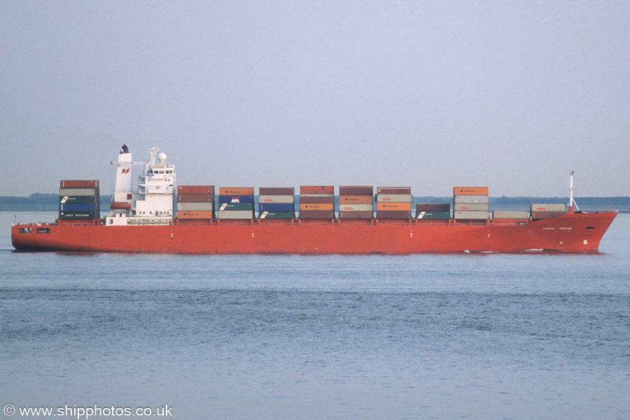 Photograph of the vessel  Canmar Fortune pictured on the Westerschelde passing Vlissingen on 21st June 2002