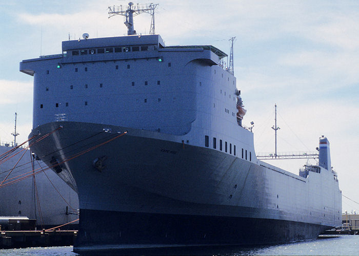 Photograph of the vessel USNS Cape Rise pictured laid up at Portsmouth (USA) on 20th September 1994