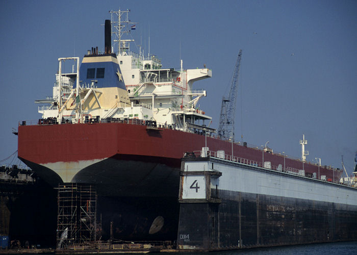 Photograph of the vessel  Capitano Giovanni pictured in dry dock in Wiltonhaven, Rotterdam on 14th April 1996