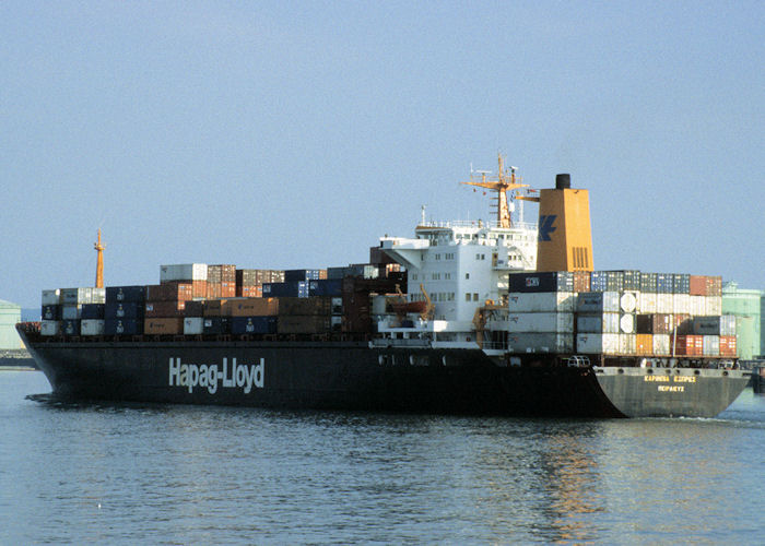 Photograph of the vessel  Caribia Express pictured arriving in Le Havre on 16th August 1997
