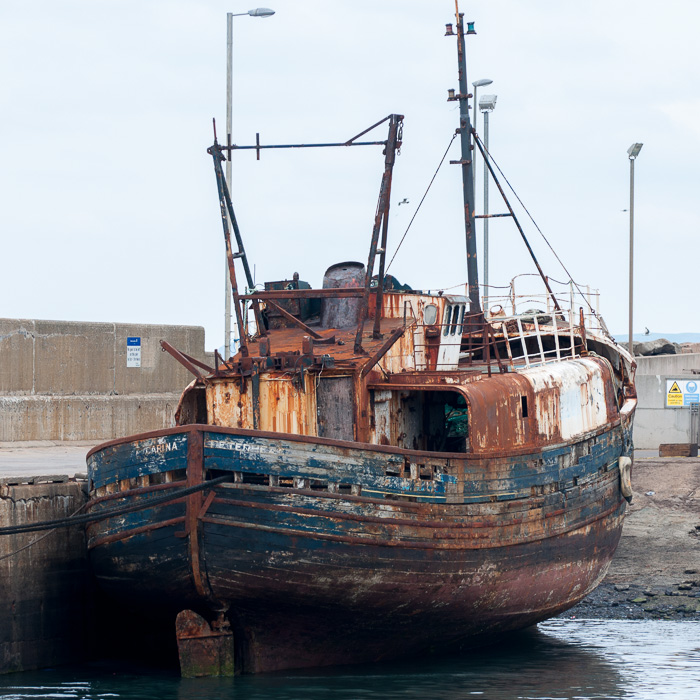 Photograph of the vessel fv Carina pictured laid up at Macduff on 5th May 2014