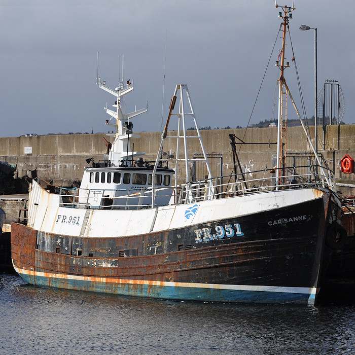 Photograph of the vessel fv Carisanne II pictured laid up at Macduff on 15th April 2012
