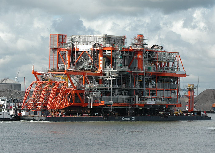 Photograph of the vessel  Castoro XI pictured under tow past Vlaardingen on 21st June 2010