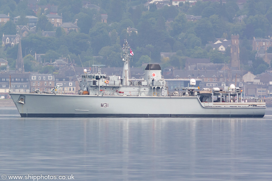 Photograph of the vessel HMS Cattistock pictured at the Tail of the Bank on 24th June 2024