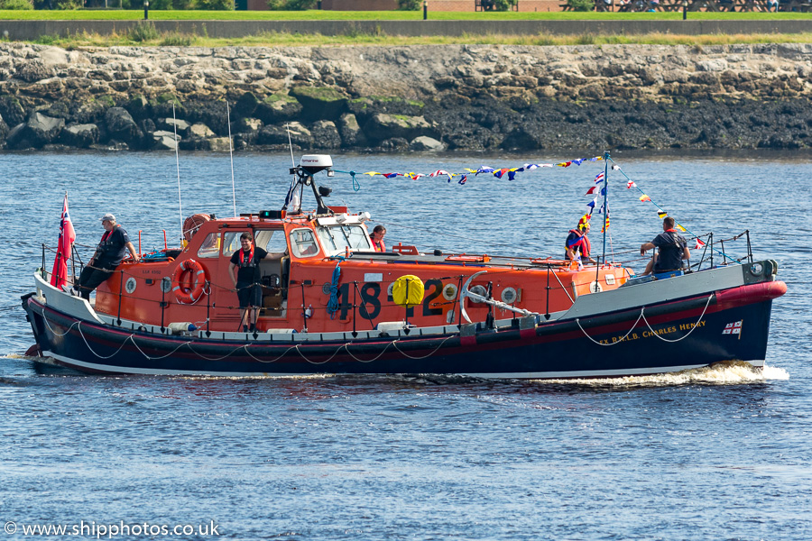 Photograph of the vessel RNLB Charles Henry pictured passing North Shields on 24th August 2019