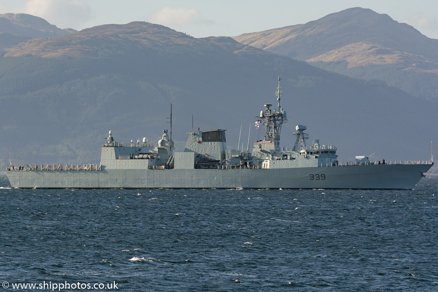 Photograph of the vessel HMCS Charlottetown pictured passing Gourock on 6th October 2016