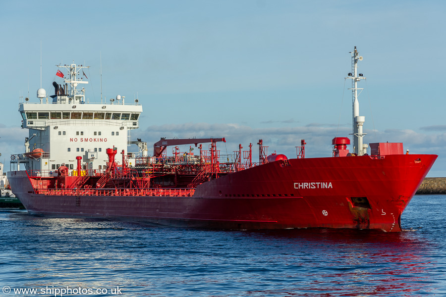 Photograph of the vessel  Christina pictured arriving at Aberdeen on 12th October 2021