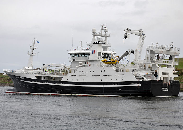 Photograph of the vessel fv Christina E pictured departing Aberdeen on 15th May 2013