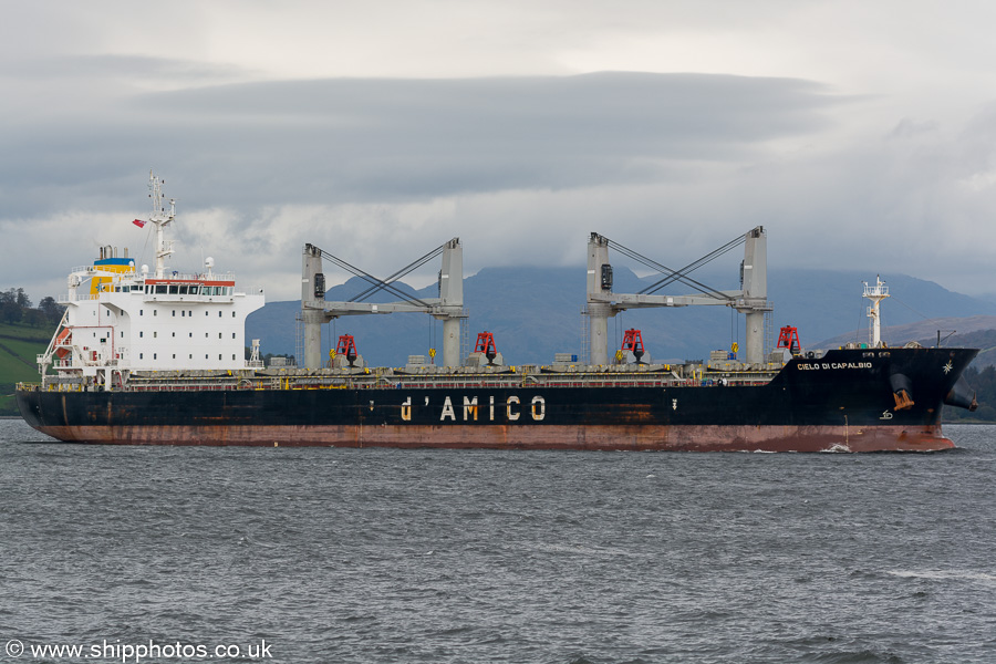 Photograph of the vessel  Cielo di Capalbio pictured passing Greenock on 5th October 2019