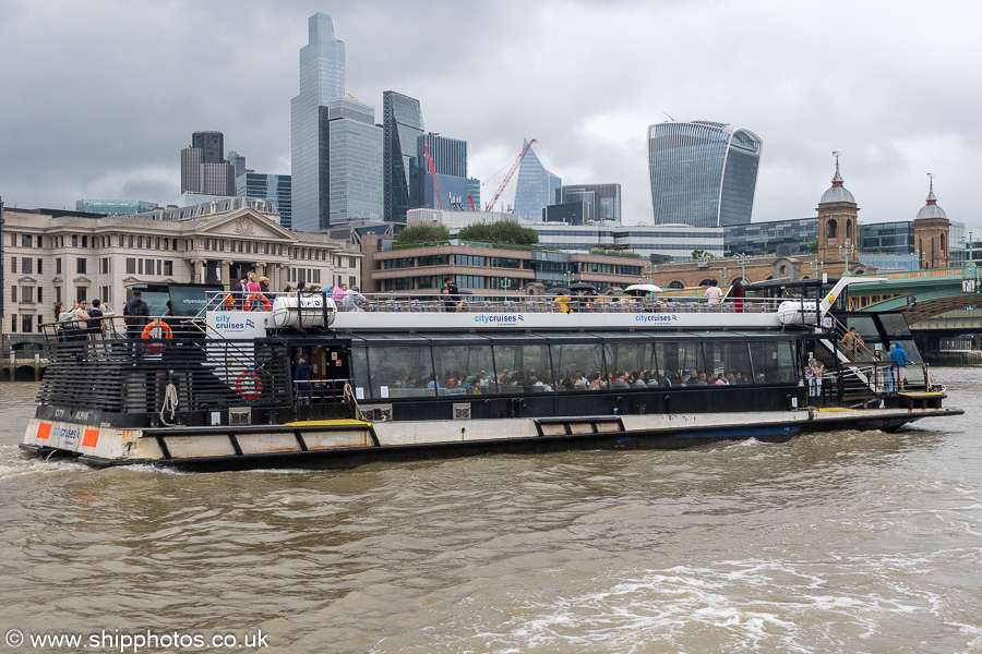 Photograph of the vessel  City Alpha pictured at Southwark Bridge on 20th July 2025